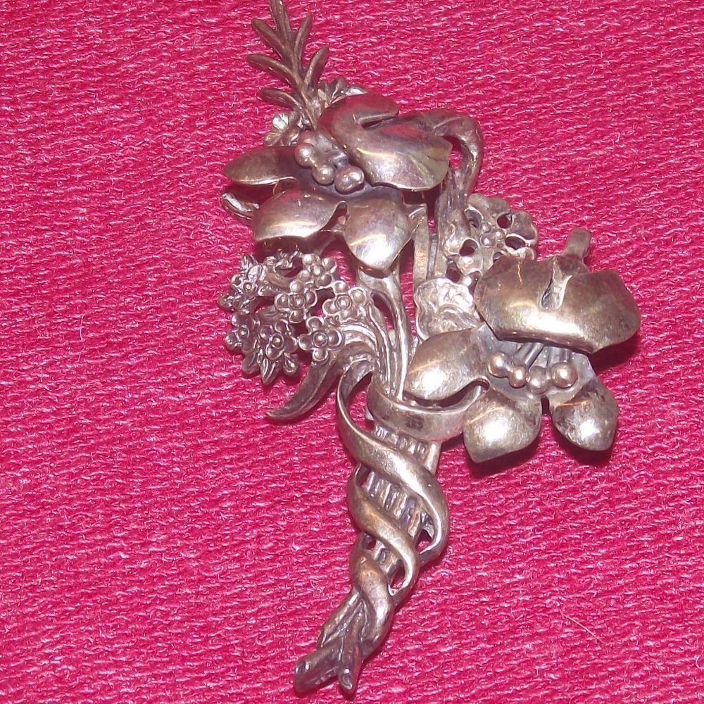 Sterling flower bouquet pin #3